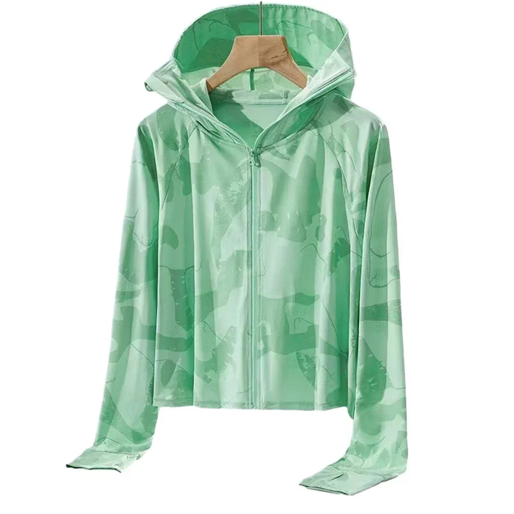 Summer Elastic Ice Silk Clothing Sun Protection Sunscreen Clothing Ultra-thin Hooded Coat Outdoor Sports Fishing Jackets