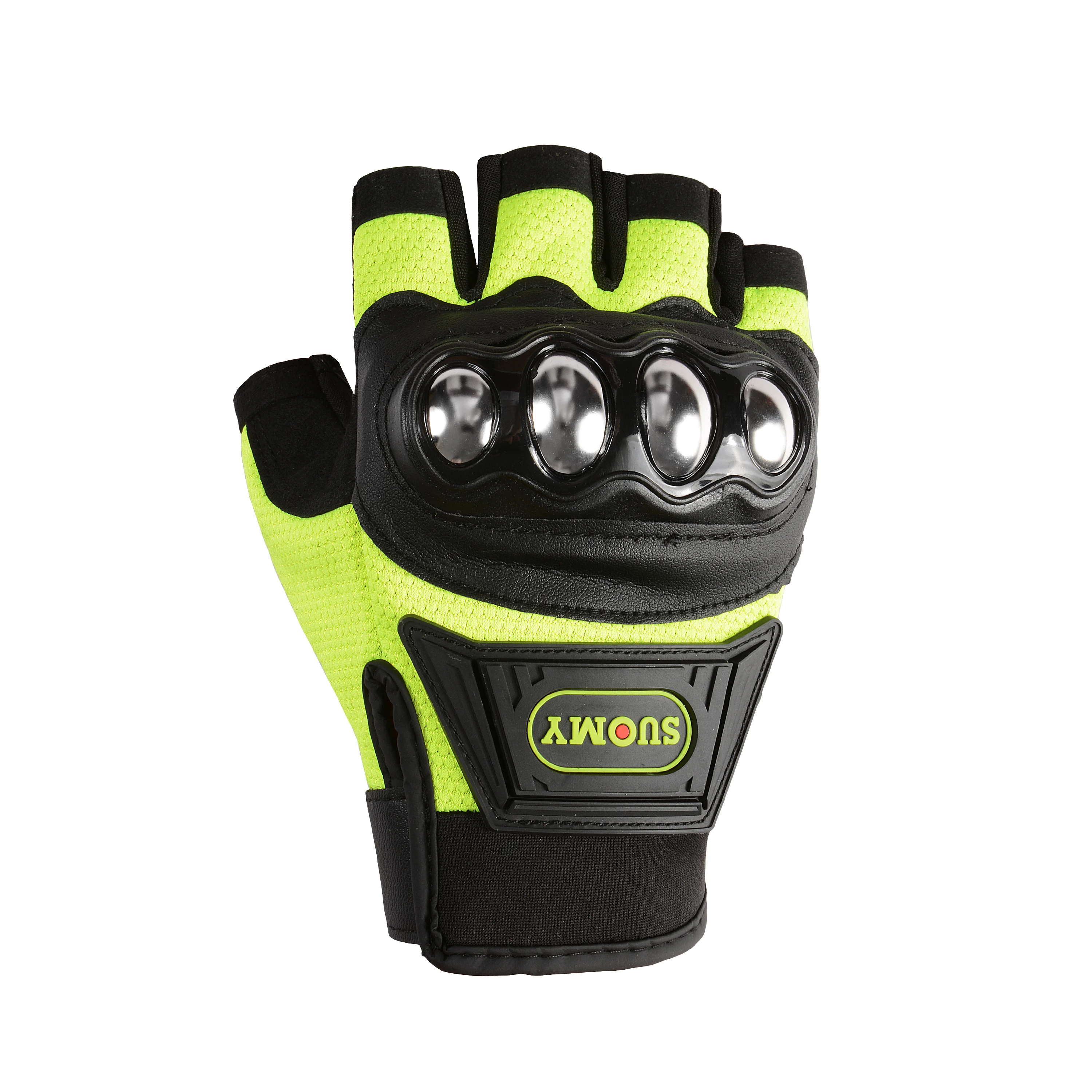 

Universal Motorcycle Half Finger Gloves, Stainless Steel Protection with Breathable Design for Men Women All Season Off-Road