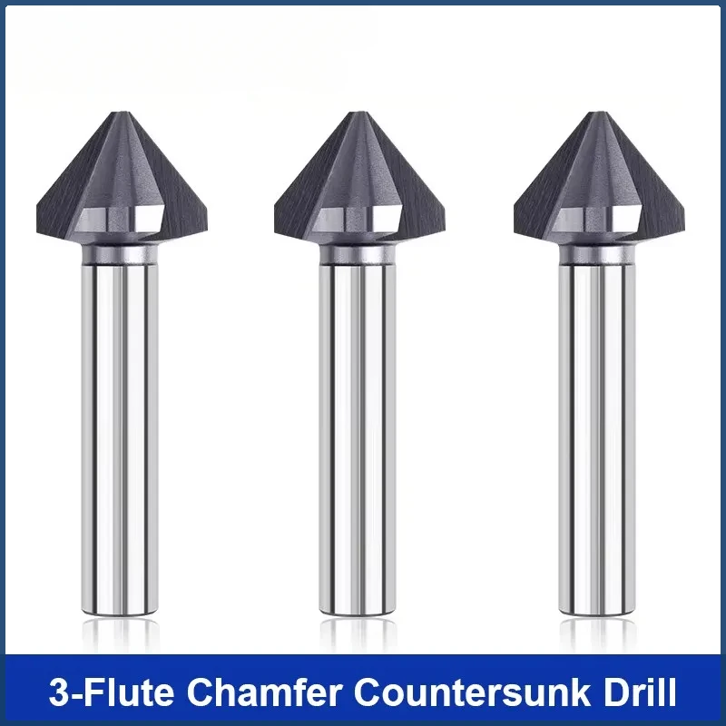 

6.3mm-60.0mm Reverse Alloy Countersunk Drill Bit High Speed Steel 3-Flutes 90-Degrees Chamfering Cutter