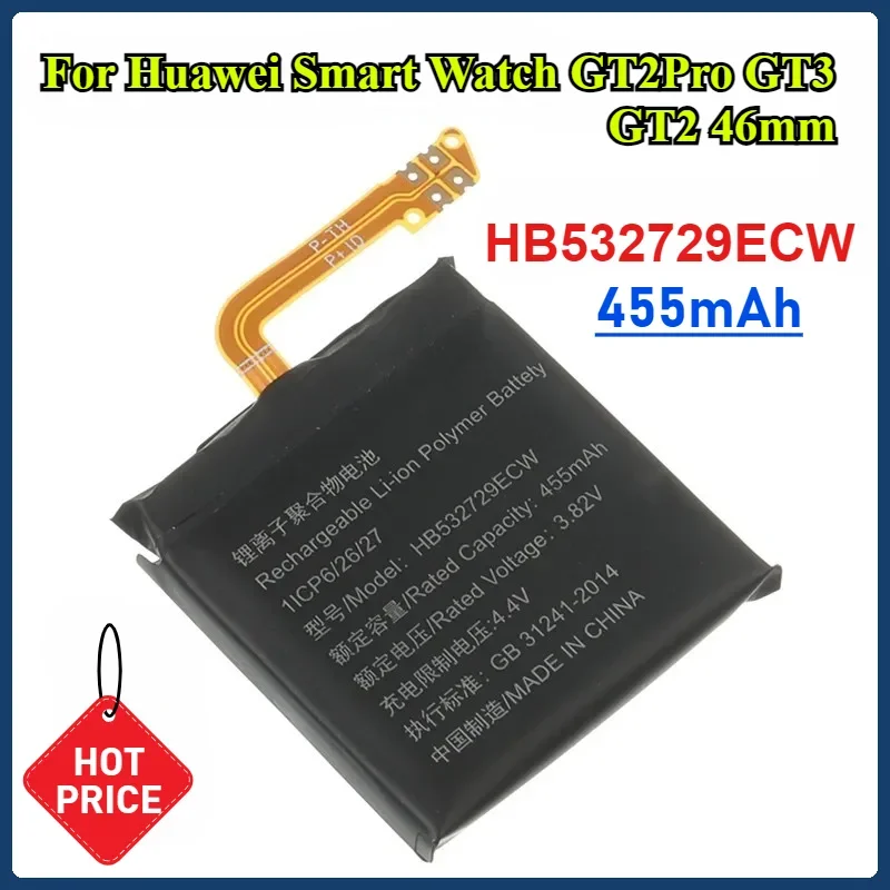 

5PCS 455mAh HB532729ECW Battery for Huawei Smart Watch GT2Pro GT3 /GT2 46mm High Quality Smart Watches Batteries