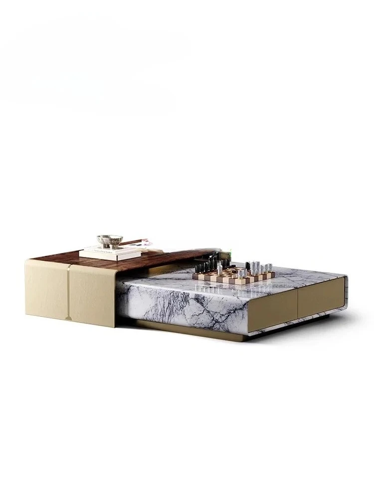 AAlarge flat living room household coffee table, retractable double coffee table combination
