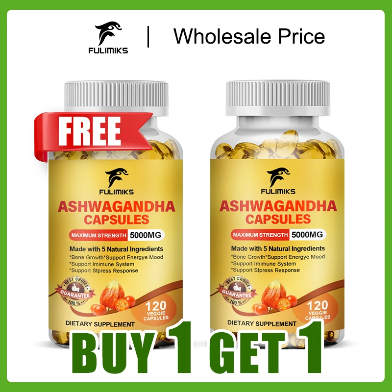 Buy 1 Get 1 Free! Premium Ashwagandha Supplement, for Stress, Anxiety & Cortisol Reduction, Sleep & Focus, Thyroid Balance