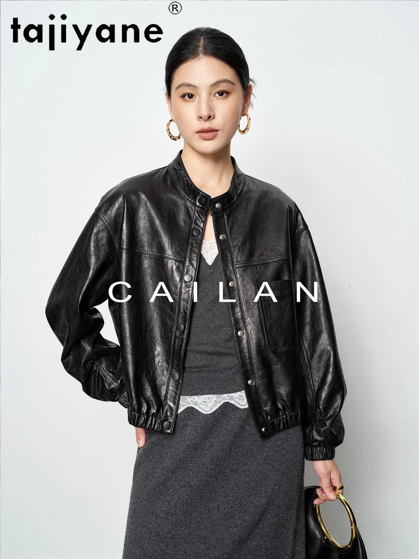 TAJIYANE Oil Waxed Sheepskin Leather Jacket Woman Short Fashion Real Leather Jackets Premium Coat 2026 Autumn Women Clothes шуба