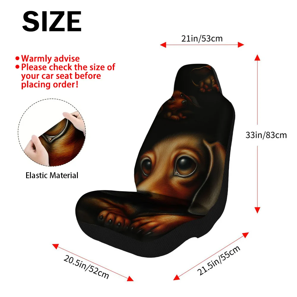 2pcs Cute Dachshund Drawing Car Seat Covers For Front Seats, Universal Fit For Cars, Trucks, SUVs, Sedans, Offering Maximum Prot