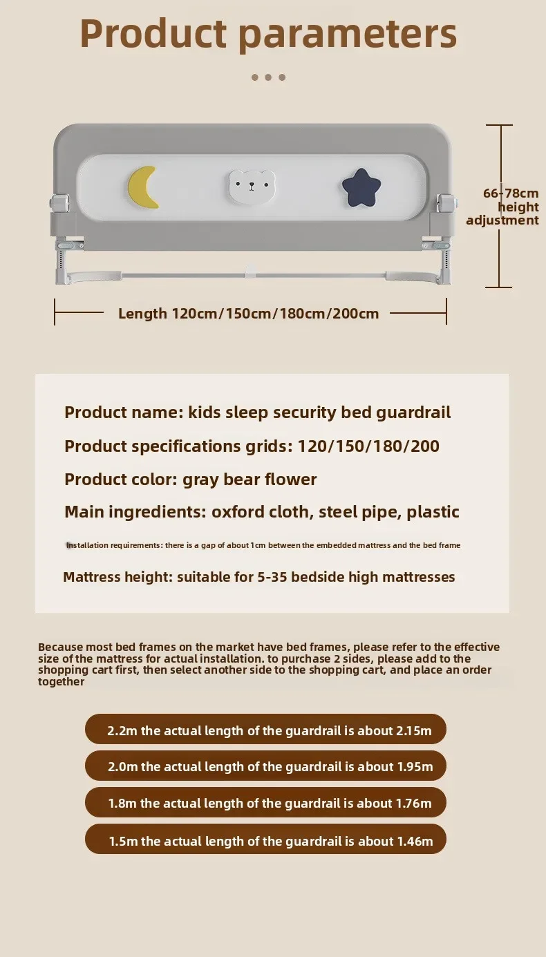 Krippenzaun-Leitplanke, Anti-Drop-Bett-Seitenleitblech, Reise-Klappbett, praktische Bettzaunseite für junge Kinder