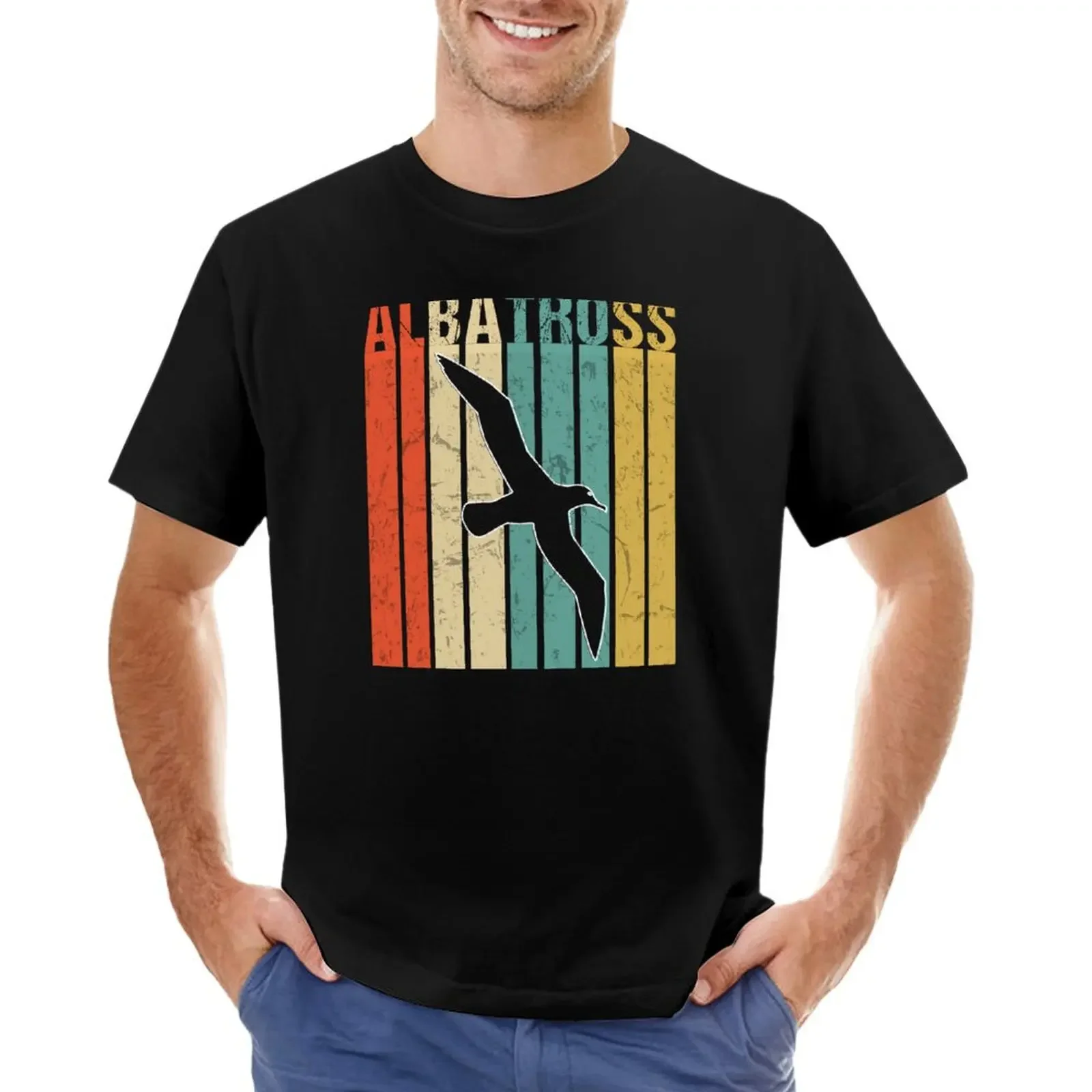 Flying Albatross vintage retro nature birds lover gifts T-shirt sweat tees slim fit t shirts for men