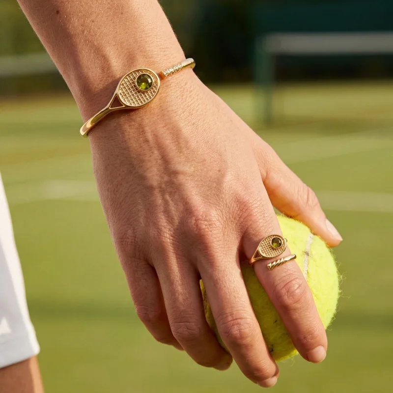 New Fashion Sports Series Bracelet Zircon Star Racket Bracelet Necklace for Women Simple Baseball Charm Bracelet Ring Accessory