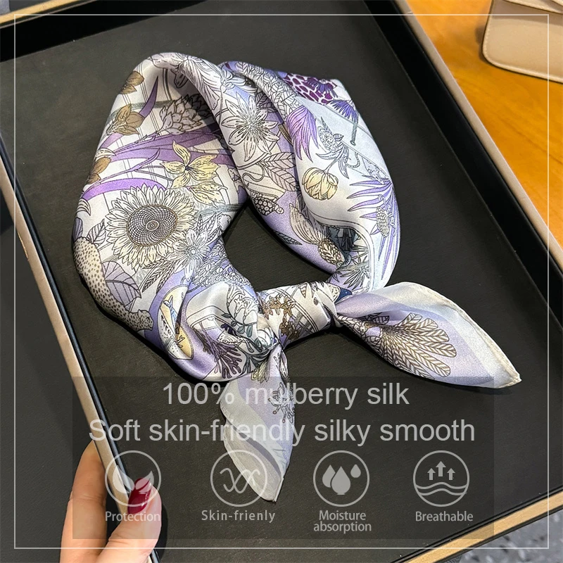 100 % Seidenschal, quadratische Schals für Damen, Wickeltuch, Maulbeerseide, Bandana, modisch, luxuriös, hochwertiges Stirnband, Hijab