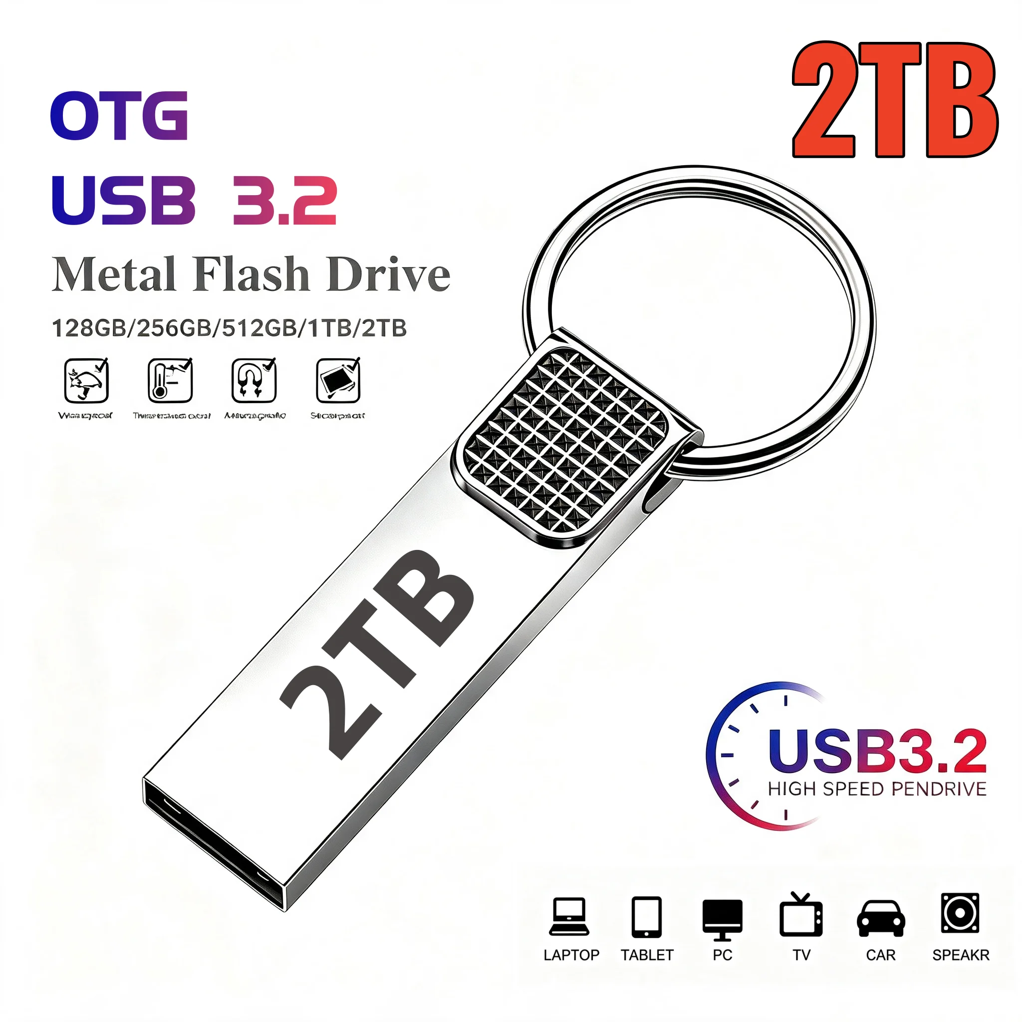 New 2TB Flash Drive USB 3.2 High Speed Pen Drive 1TB Metal Waterproof Type C USB Memory Stick For Computer Car Storage Devices