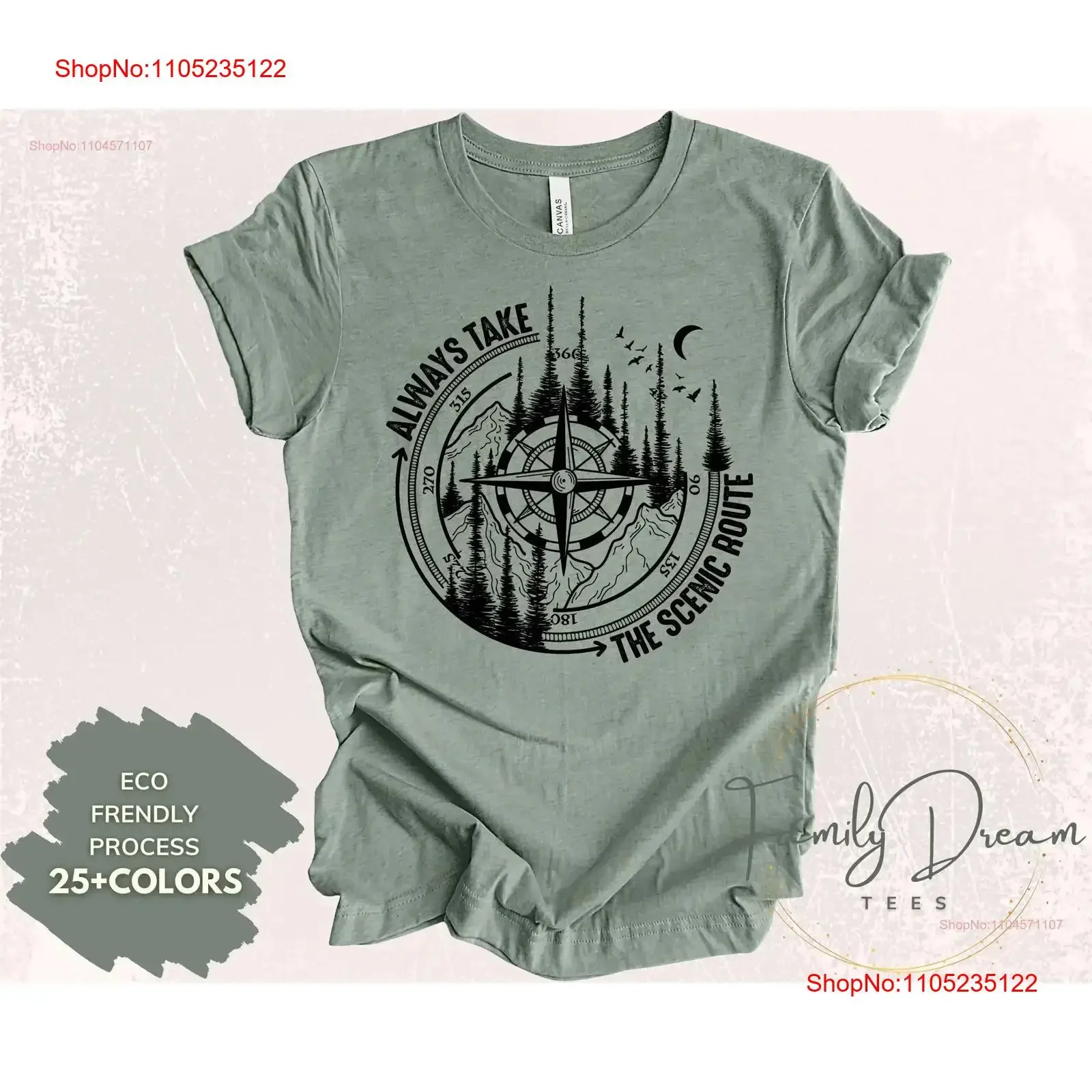 Siempre toma la ruta escénica camiseta montaña senderismo Camping brújula naturaleza viaje por carretera viaje vintage lavado ropa de calle Unisex