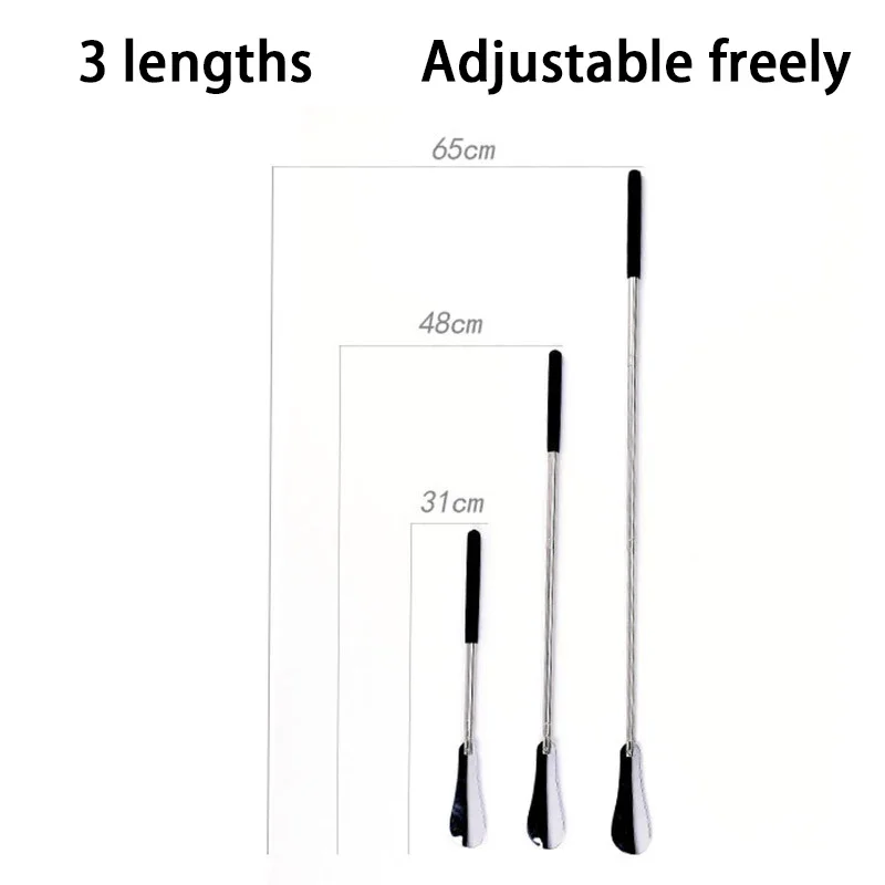 31 سنتيمتر-65 سنتيمتر قابل للسحب قرون الأحذية المعدنية مقبض طويل لبيسة الحذاء امرأة حامل كبار السن ملعقة حذاء ملعقة الحذاء 1 قطعة #3