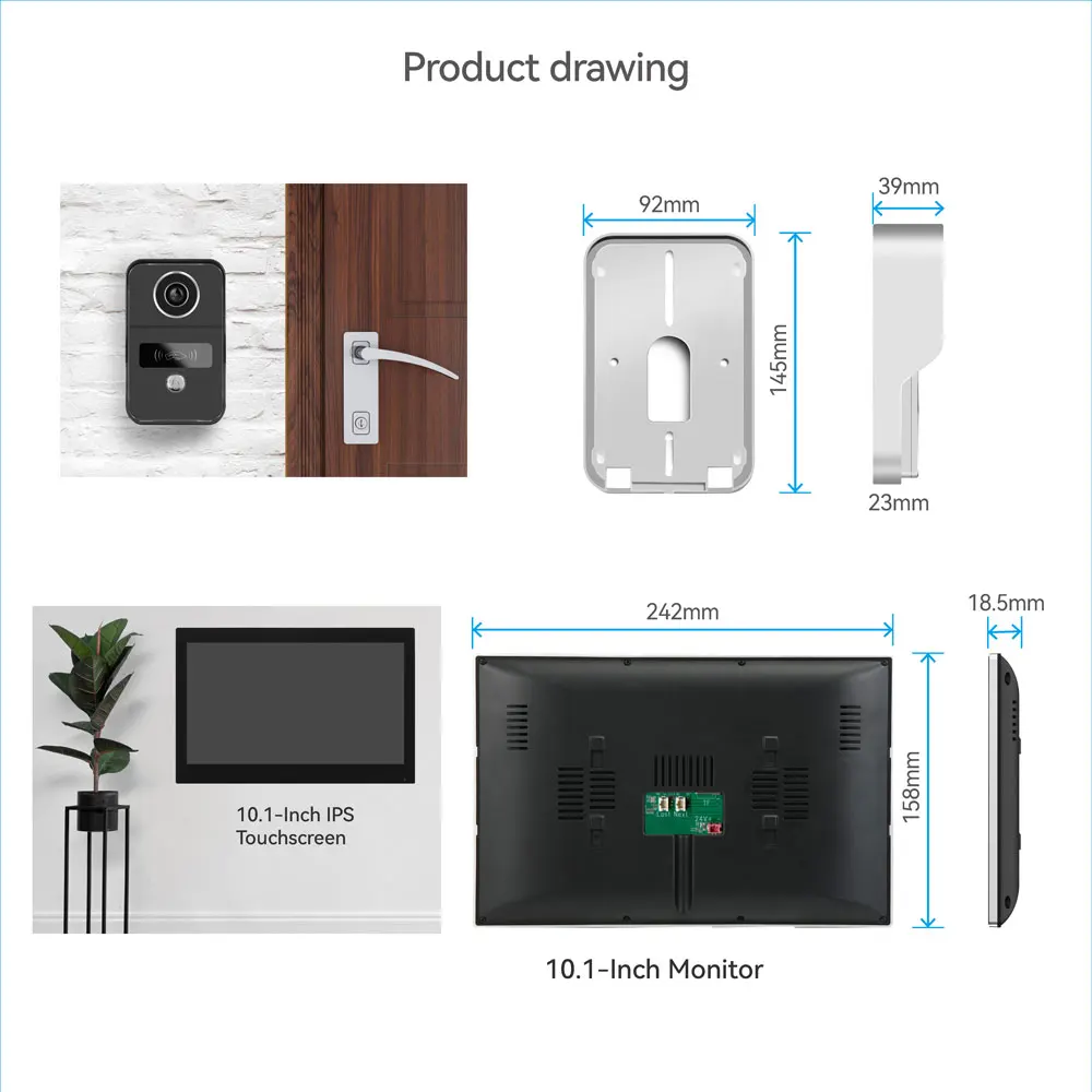 2 สาย Tuya Smart Home WiFi 1080P วิดีโอ Intercom โทรศัพท์ประตูวิดีโอ 7/10in สีสัมผัสหน้าจอ LCD กล้อง Doorbell ประตู Bell ระบบ