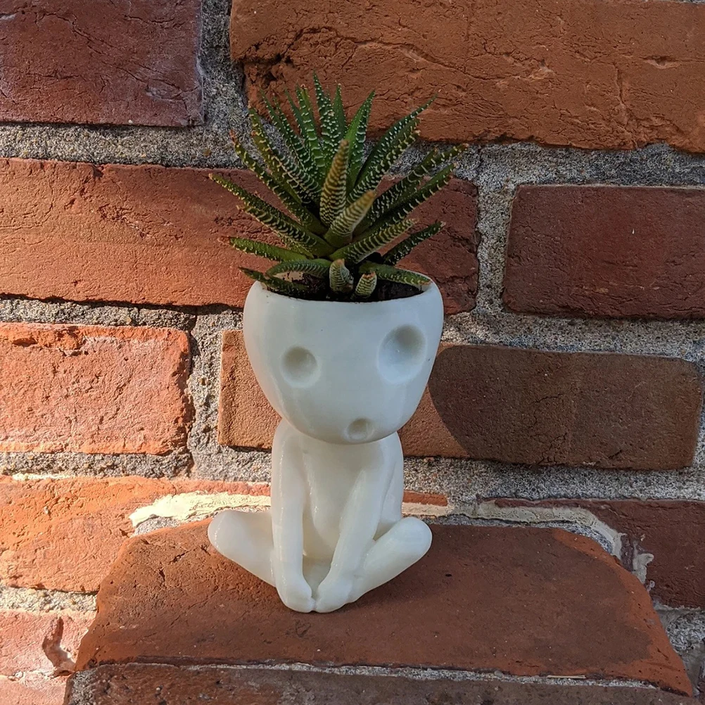 Luminous Face Planter Pot Head Flower Pot Cute Resin Succulent Planter Flowerpot With Drain Hole For House Office Decor