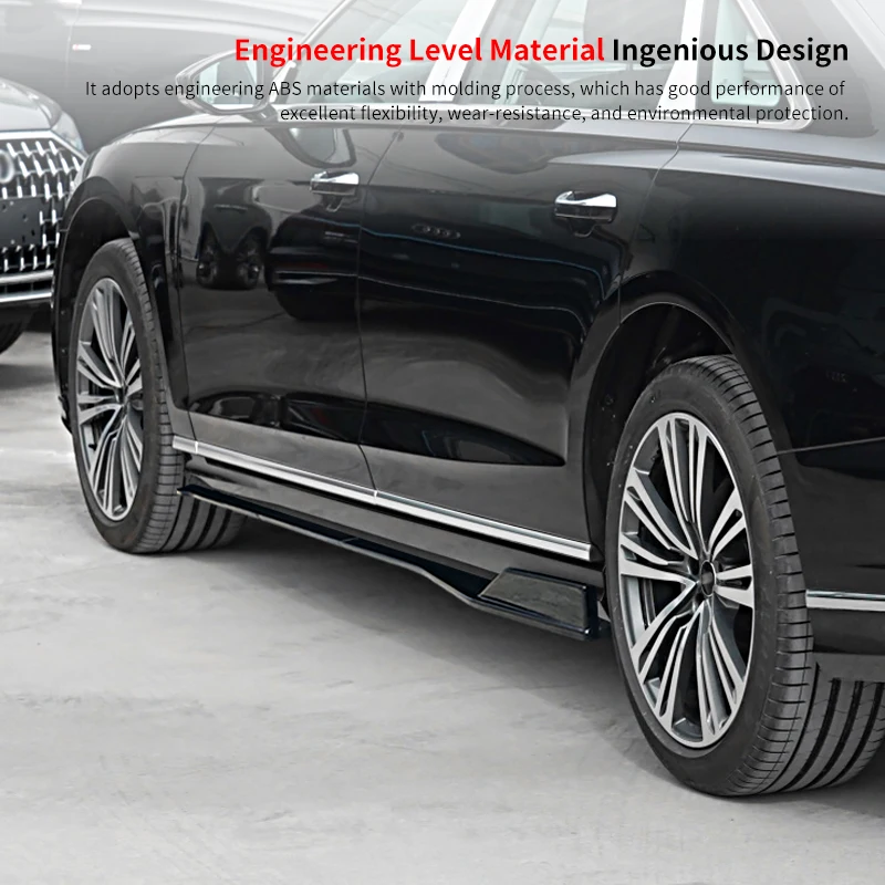 

For Audi A8 2011-2024 Car Side Skirt Extension Splitters Body Apron Lip Winglet Carbon Fiber Look Exterior Decoration Accessory