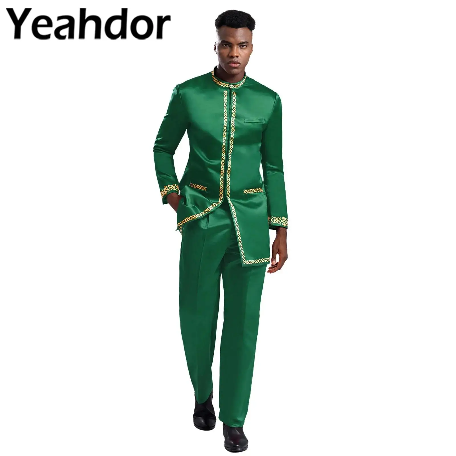 Wedding Evening Party Suits African Clothes For Man Long Sleeve Coats Outerwear Banquet Wear Sets Balls Ceremony Formal Outfit