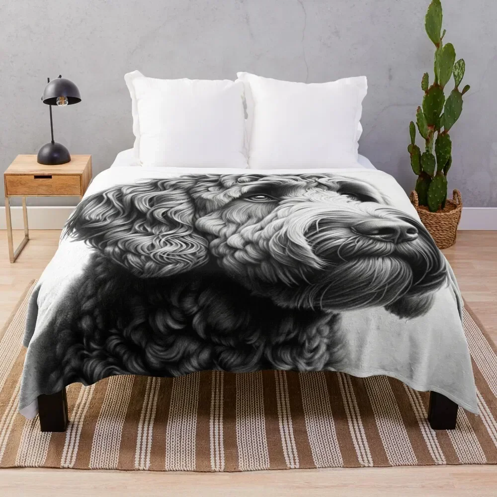 Doodle Dog Black and White Throw Blanket Cute Plaid Decorative Sofas Blankets