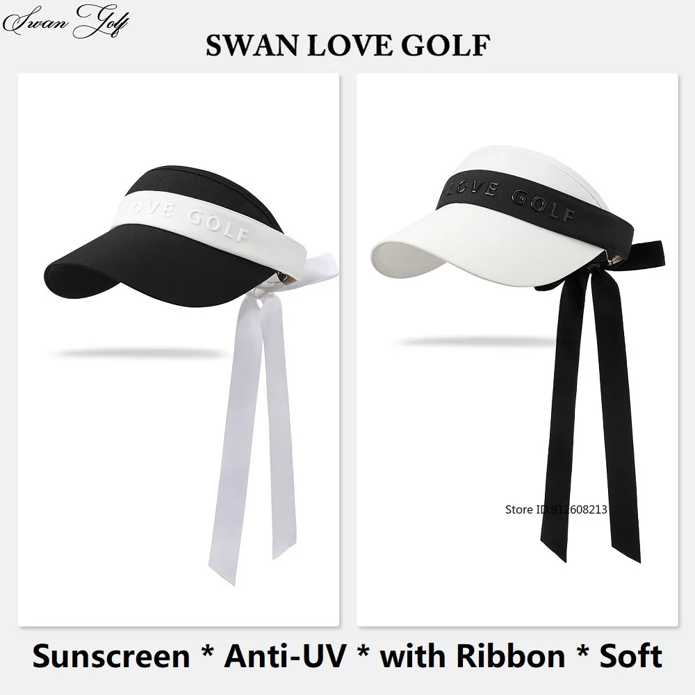 

SG Topless Golf Cap Women Sunscreen Empty Top Caps Large Brim Anti-UV Sun Visor Running Tennis Sports Hat 3D Letter Printed
