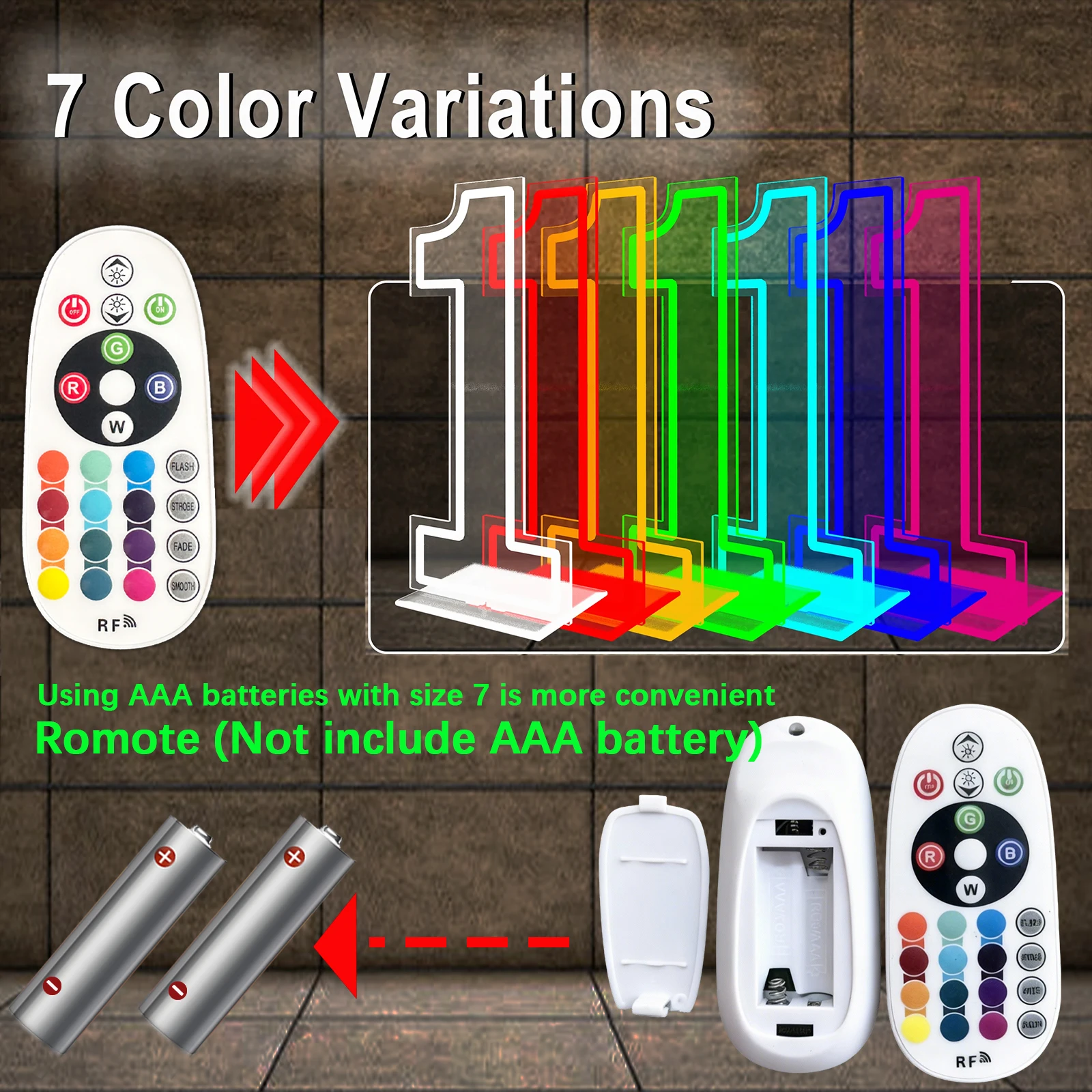 100cm LED Neon Sign with Color Changing Numbers And Letters Free Standing for Holiday Background Decoration