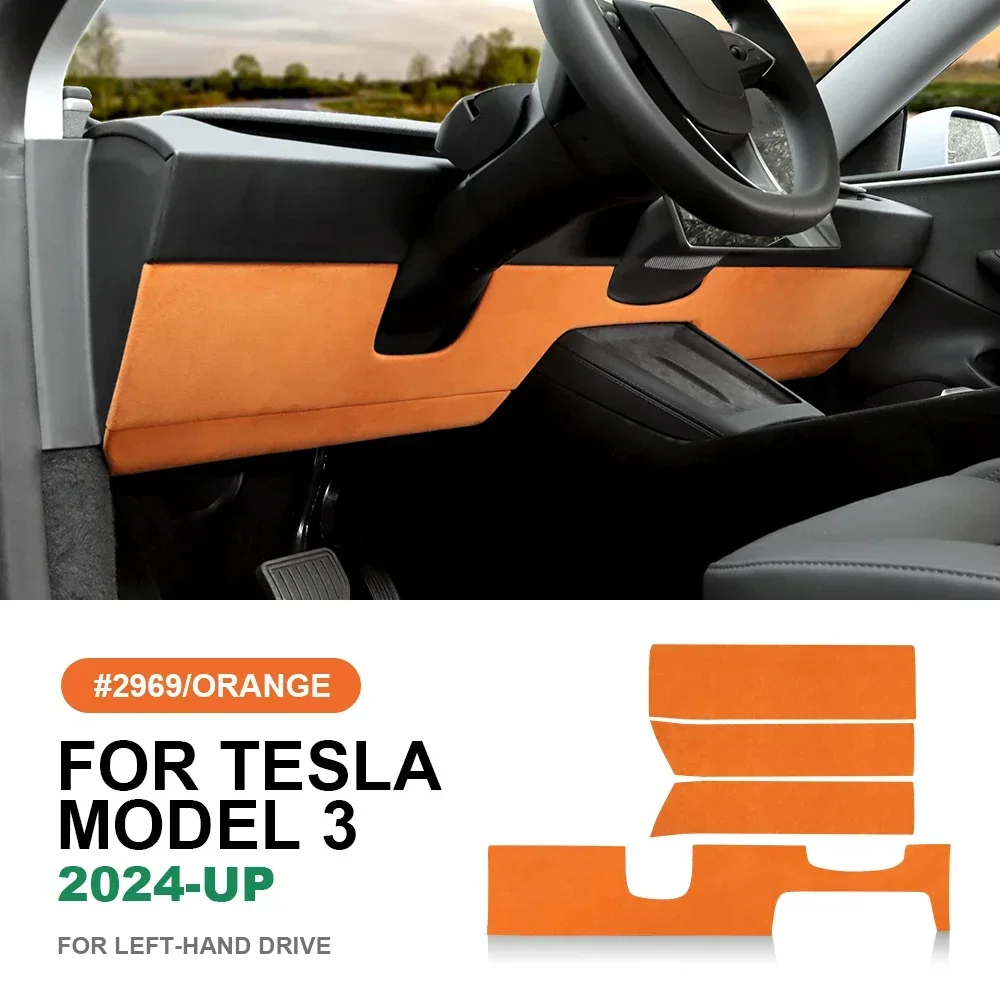 

Italian Top Suede Instrument Panel Trim Protective Sticker for Tesla Model 3 Highland 2024 2025 2026-Up Accessories