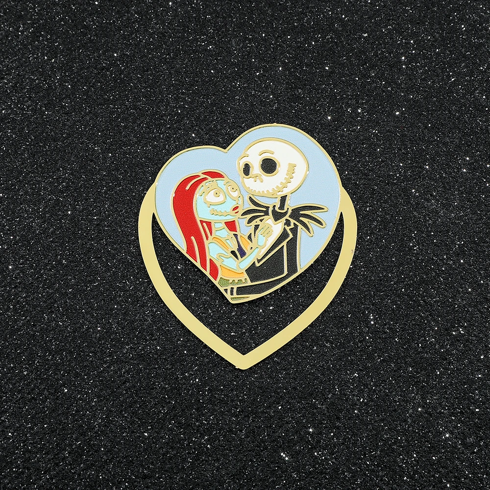 Nightmare Before Christmas Jack and Sally Bookmark for Women Men Fans Brass Book Clips Disney Movie Collection Reading Supplies