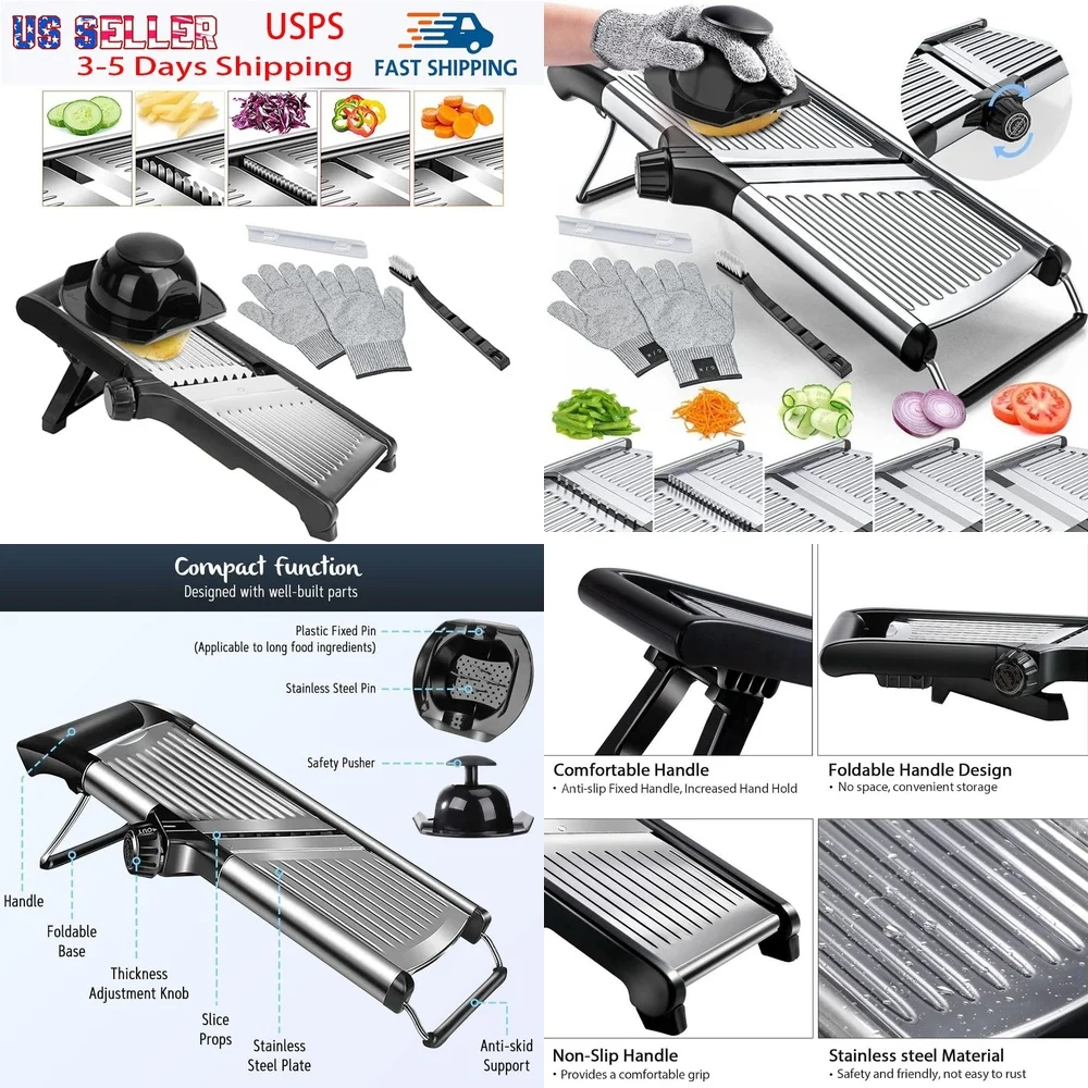 

Fruit & Vegetable ToolsAdjustable Mandoline Slicer Stainless Steel Vegetable Cutter Fruit Chopper Kitchen Gadget Slice Chop