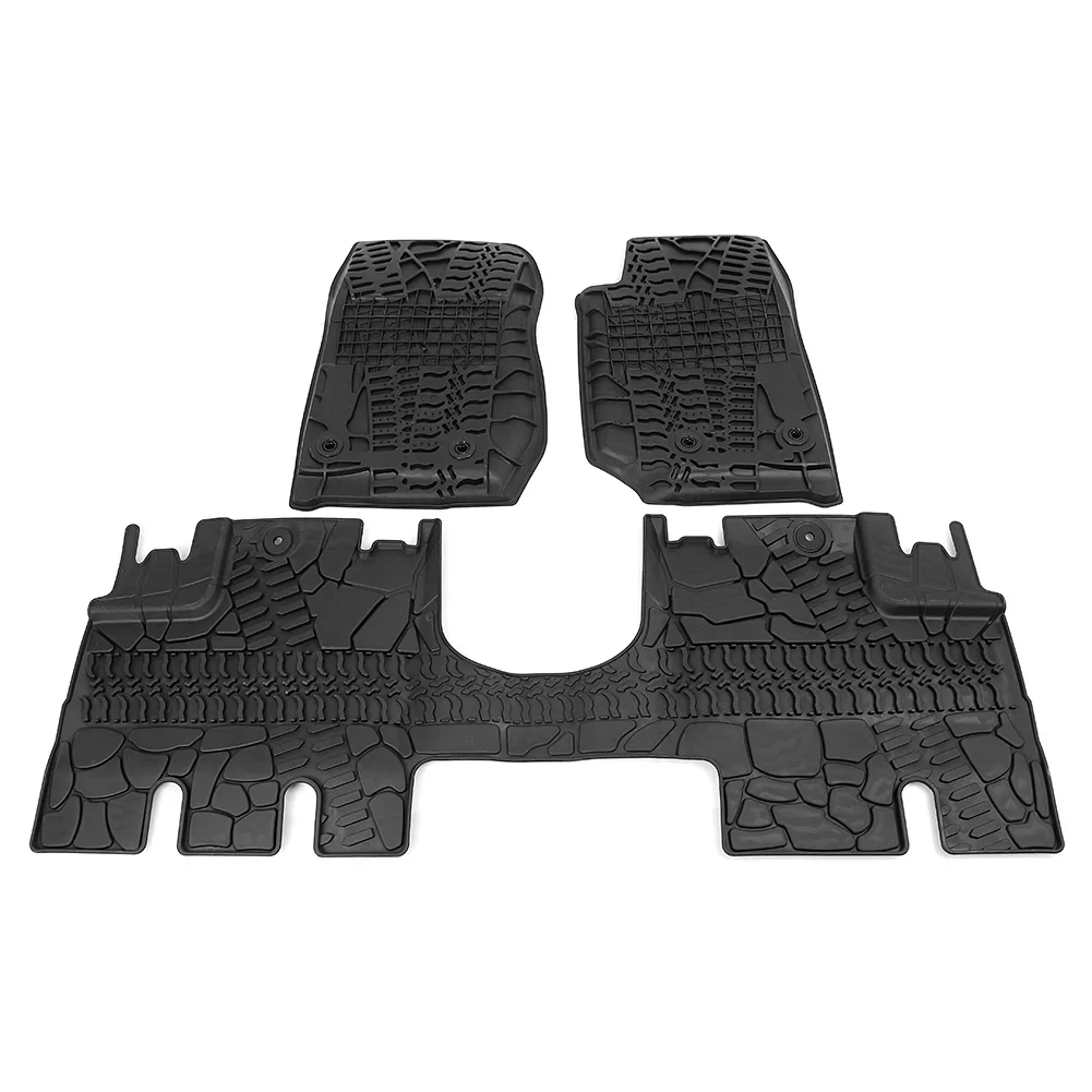 3Pcs/Set Car Slus Weather Floor Mats Waterproof For Jeep Wrangler Unlimited 4 Door 2014 2015 2016 2017 Rubber