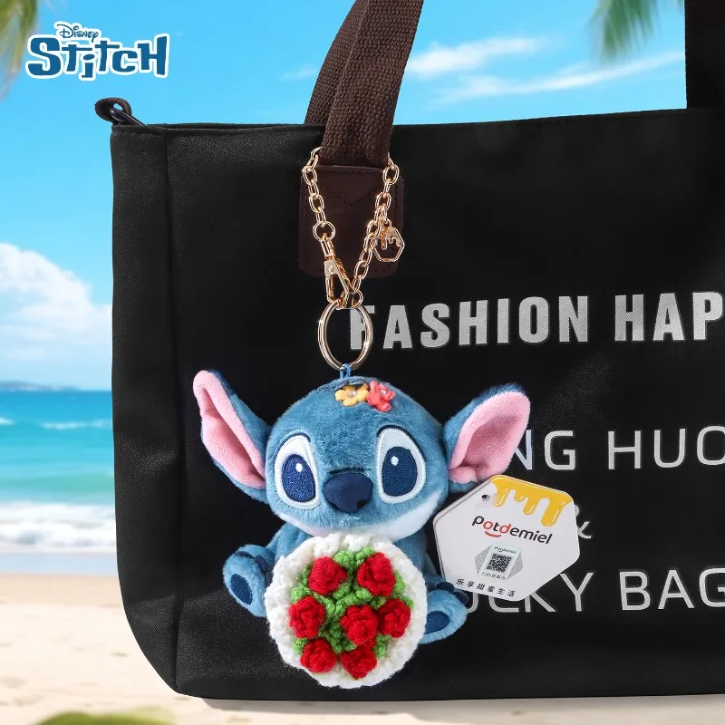 Disney Genuine Kawaii Star Baby Stitch Car Keychain Plush Doll Stitch Couple Keychain Pendant for Friends Best Birthday Gift