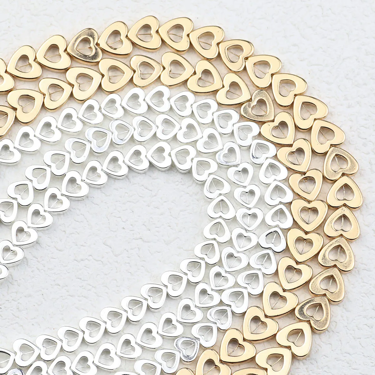 6/8MM Goldene Herz Form Perlen Naturstein Überzug Hämatit Lose Spacer Für Schmuck Machen Armbänder DIY Zubehör