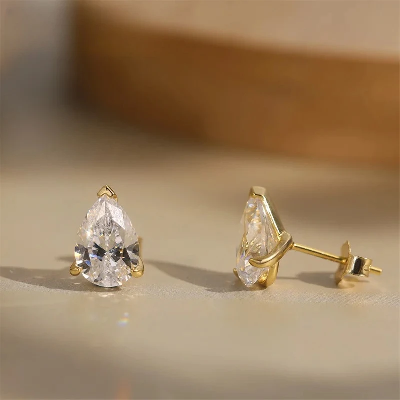 

Сертифицированные серьги-гвоздики с муассанитом грушевидной огранки 1CT 2CT D VVS1 для женщин, позолоченные 18-каратным золотом, из 100% стерлингового серебра 925 пробы