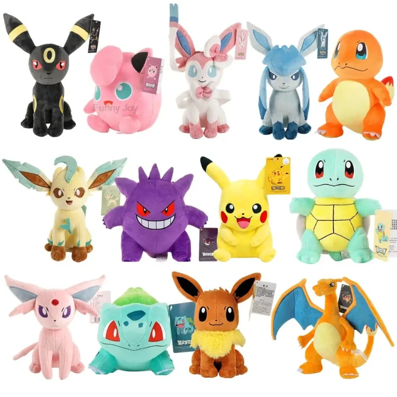 53 أنماط البوكيمون أفخم تشارماندر السنجاب بيكاتشو القمر ورقة Eevee أفخم Bulbasaur محشوة ألعاب حيوانات Gengar دمية هدية للطفل