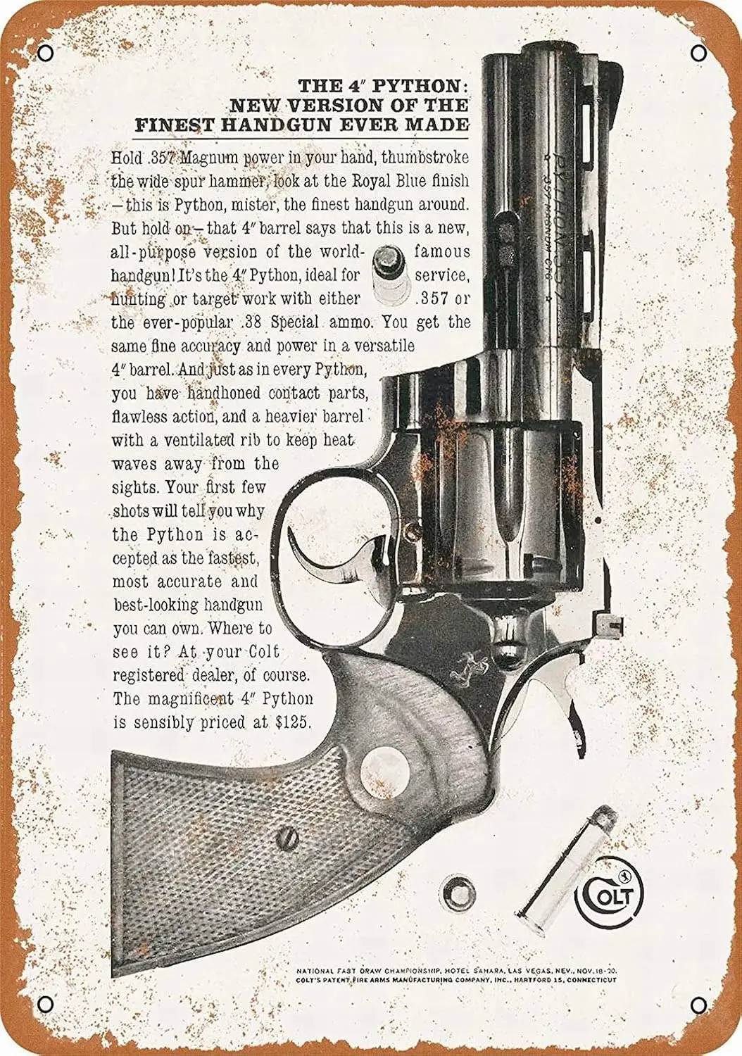 

Metal Sign - Colt Python .357 Magnums - Vintage Wall Decor Art