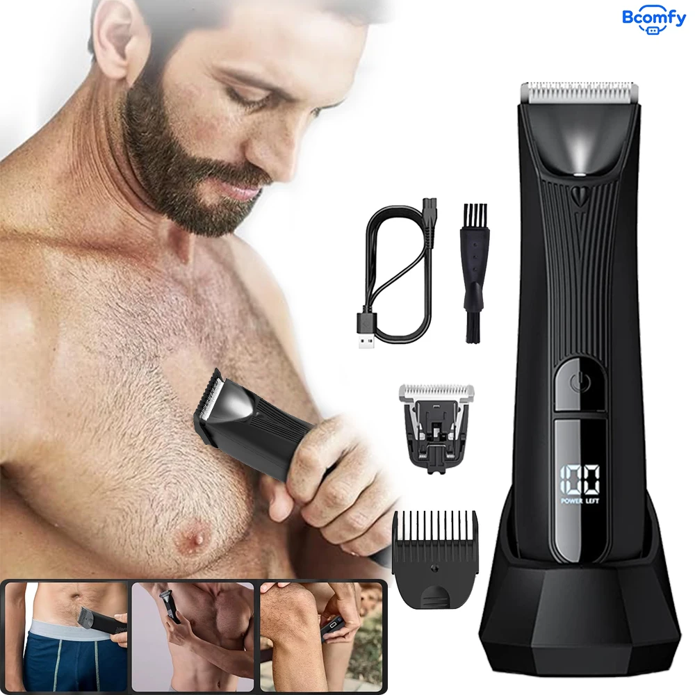 

Electric Body Hair Trimmer Shaver for Men Face Beard Trimer Waterproof Wet Dry Clippers Replaceable Ceramic Blade Head