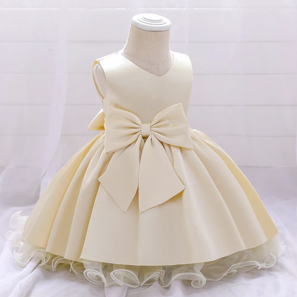 

European and American new princess dress dress sleeveless bow dress baby birthday dress skirt 9M12M24M5T6T children's dress