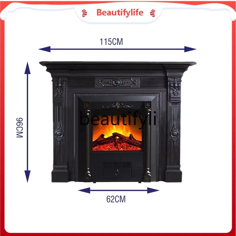 Retro French solid wood mantel heating fireplace core Chinese carved storage table storage table D1089