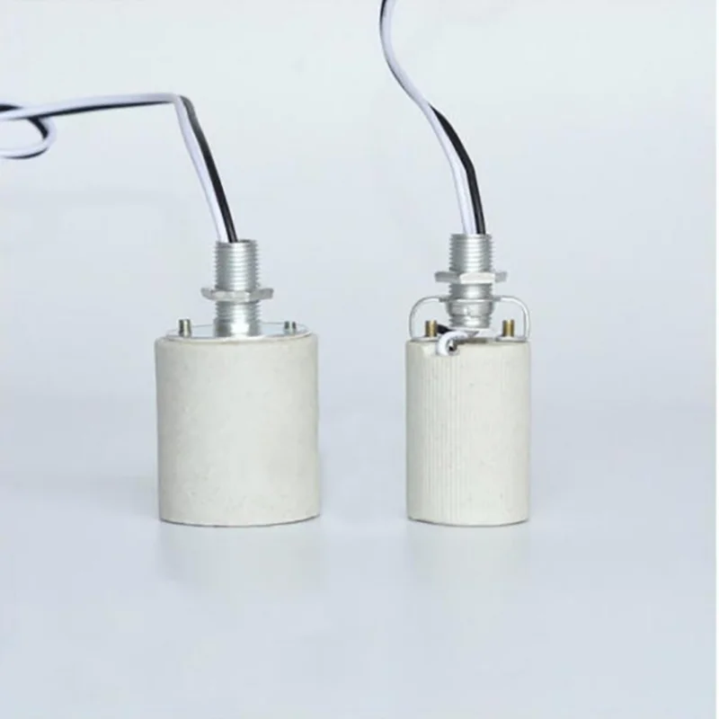 E27 Lamp Holder LED Light Ceramic Screw Heat Resistant Adapter Home Use Socket Round For E14 Bulb Base With Cable