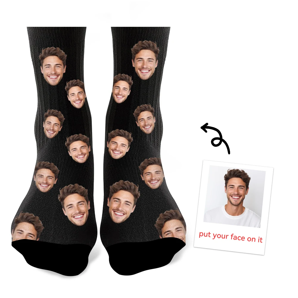 Custom DIY Men&Women Socks Funny Print Couples Dog Cat Personalized Your Face Photo on Sock Unisex for Anniversary Birthday Gift