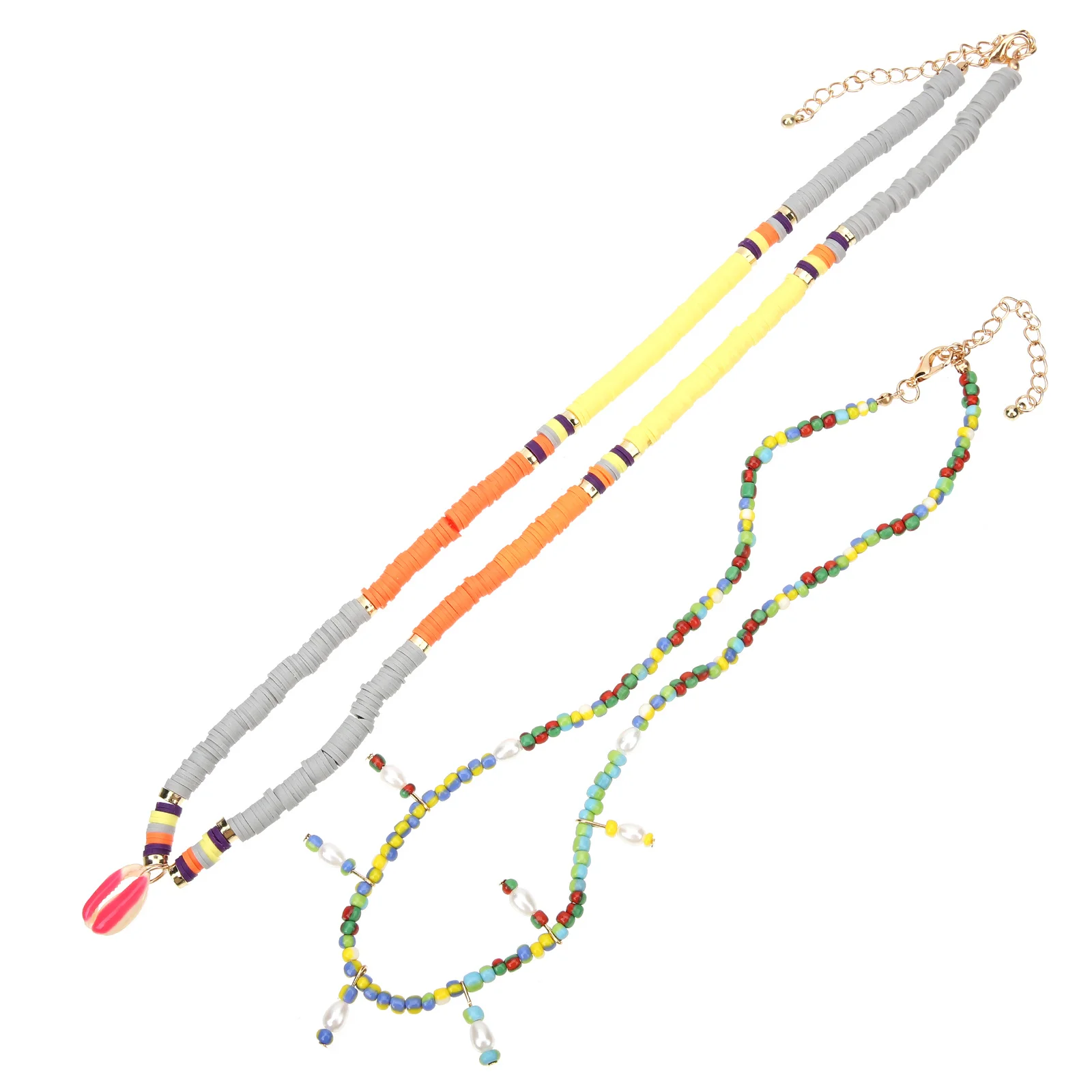 

1 set Colorful Shell Pendant Necklace Layered Beaded Choker For Women Trendy Fashion Jewelry Statement Decorative Gift