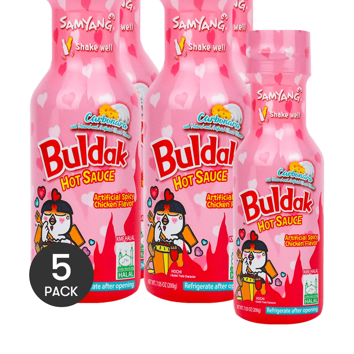 Fideos Buldak, salsa de pollo caliente, Carbonara, 200g, 200,00g, 5 paquetes