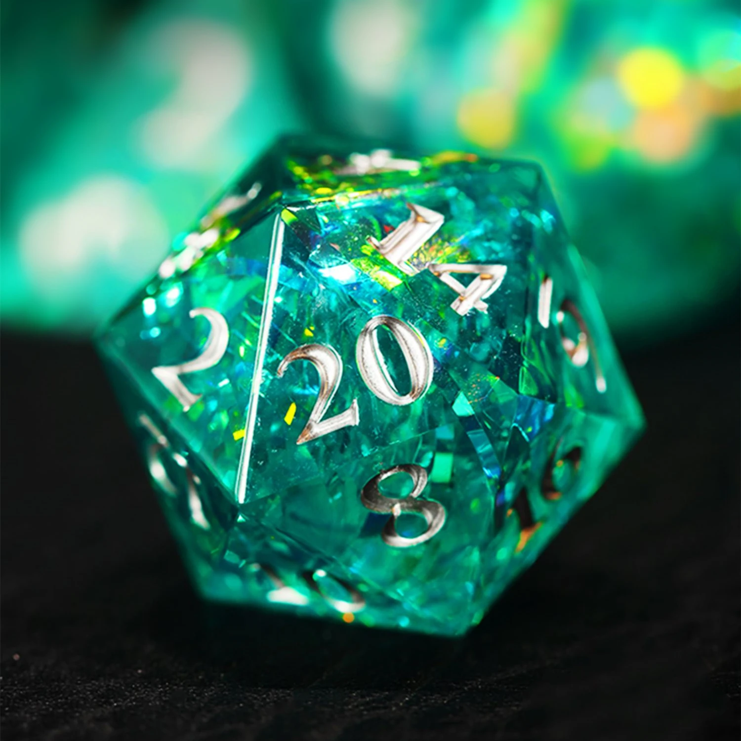 7Pcs/Set Green Ice Crystal Style Dice D&D COC Dice D4 D6 D8 D10 D% D12 D20 Table Games DND RPG Dice Set