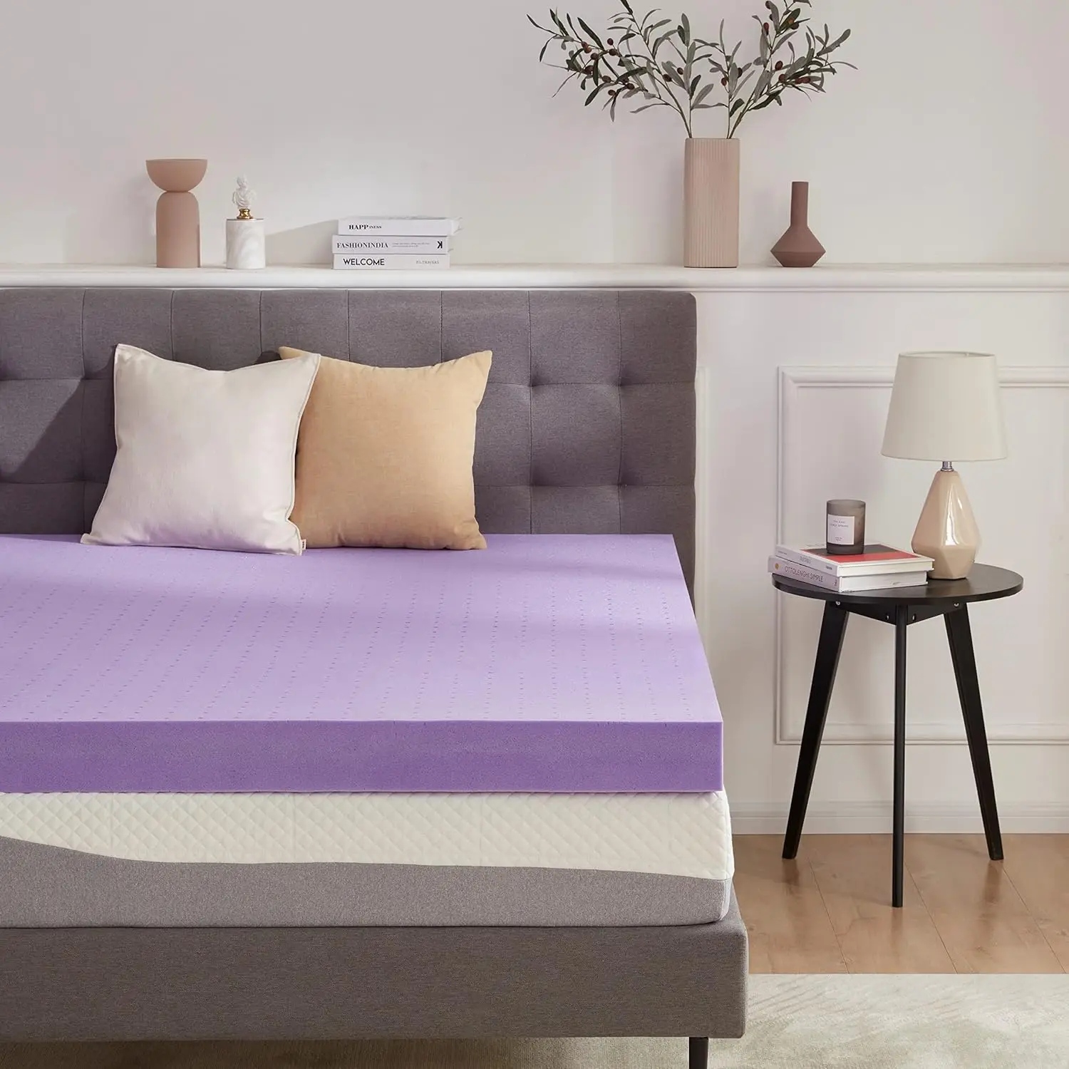 

4 Inch Gel Memory Foam Mattress Topper Ventilated Soft Pressure Relieve Mattress Pad, Breathable Bed Topper, Queen Size