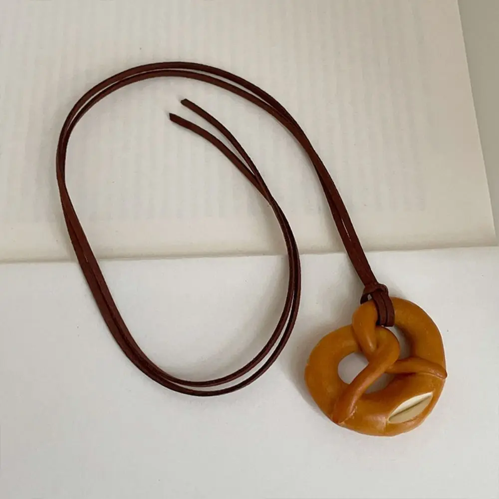 Fashion Bagel Alkaline Bread Pendant Cute Rope Pretzel Necklace Bag Hanging Car Interior Pendant Croissant Bag Accessory Gift