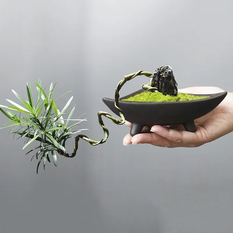 Personalized Ceramic Flower Pots for Bamboo Indoor Micro Landscape Plants Purple Clay Pot Decoration