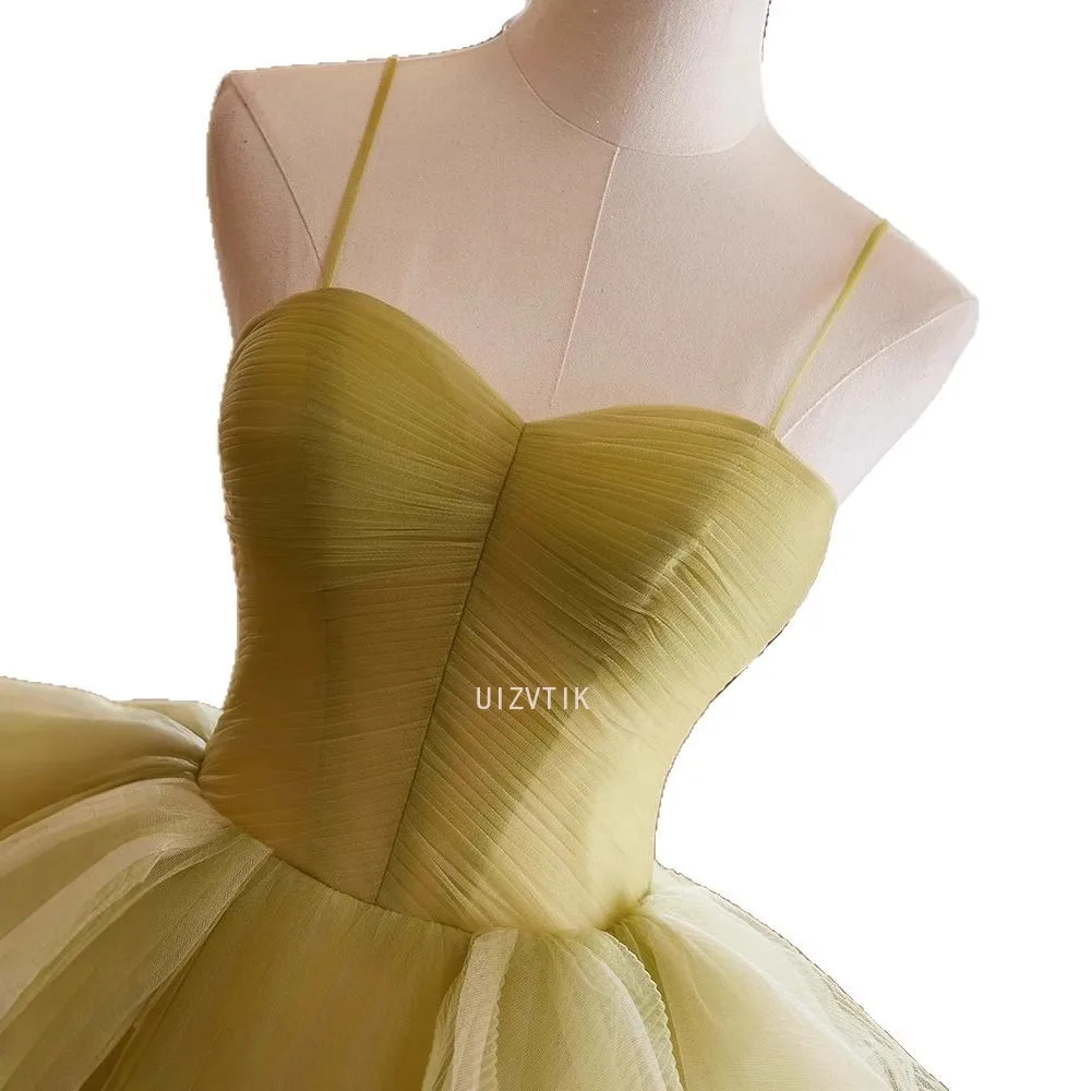 Модные длинные вечерние платья на тонких бретельках, женское вечернее платье с вырезом сердечком и рюшами, длиной до пола, трапециевидное тюлевое многоуровневое платье для выпускного вечера