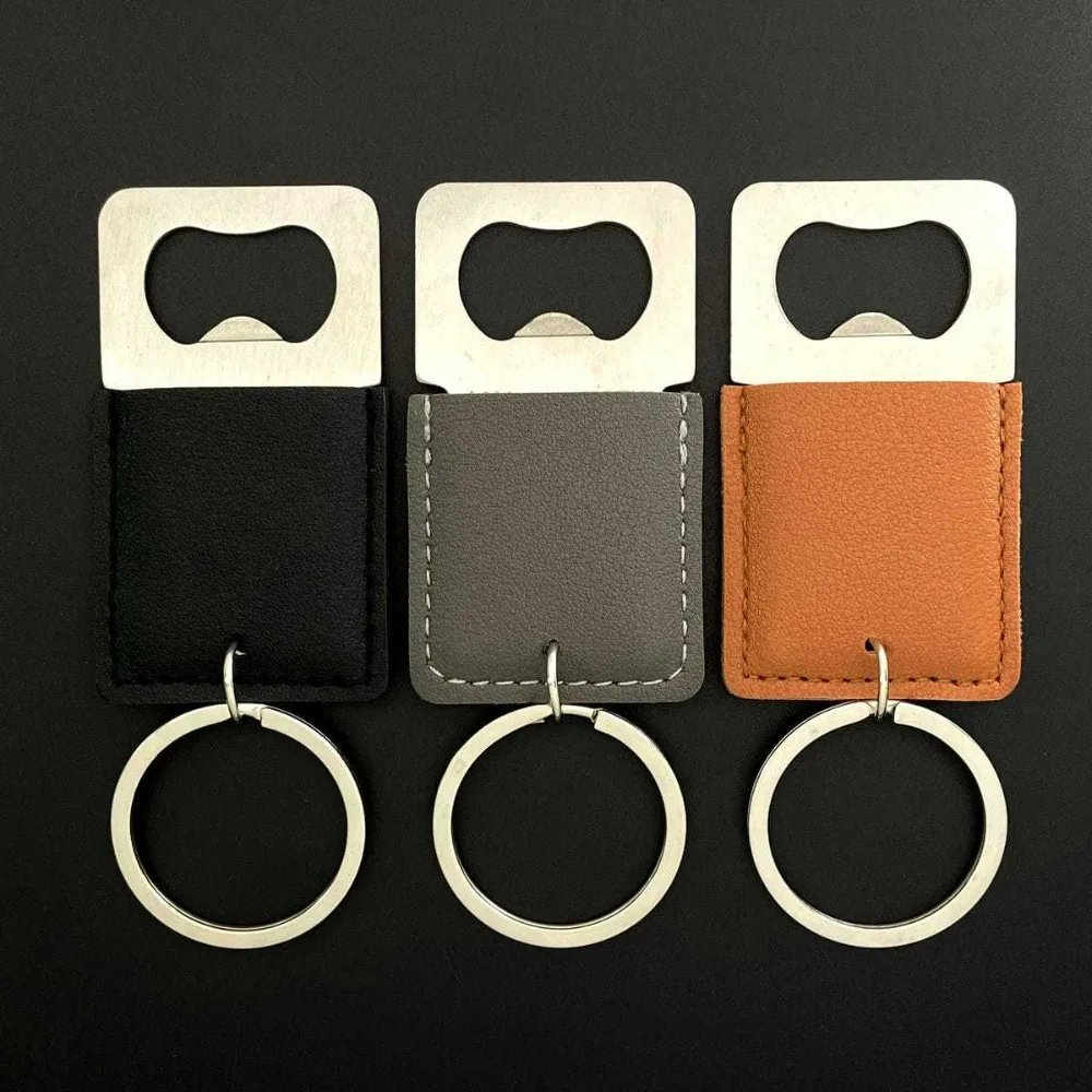 

Square Stainless Steel Keychain Bottle Opener Beer Keychain Cocktail Bottle Opener Wine Opener Wine Tool Creative PU Leather