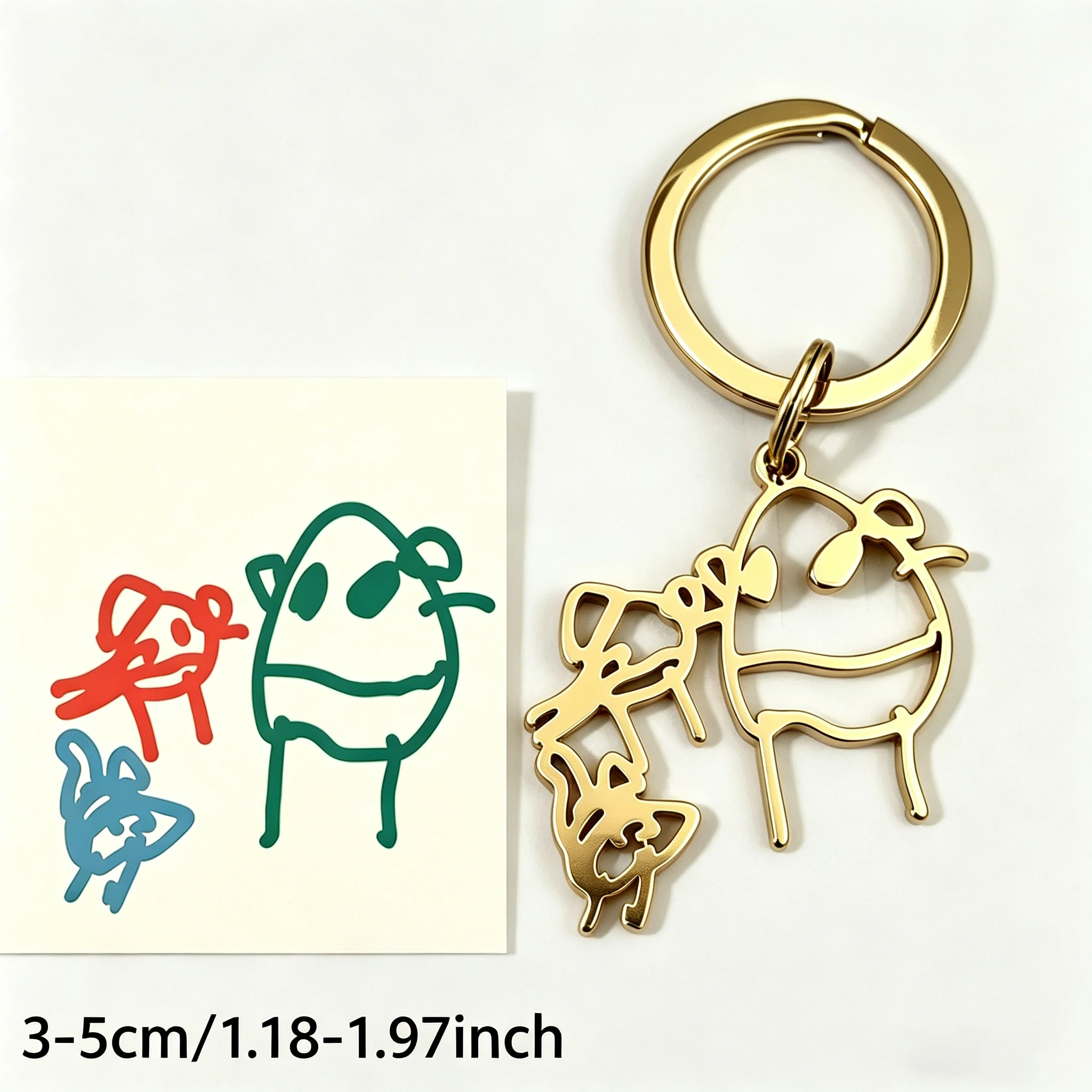 

Custom Stainless Steel Kids Drawing Keychain Personalized Cartoon Photo Logo Keyring Children Artwork Jewelry Gifts for Kids