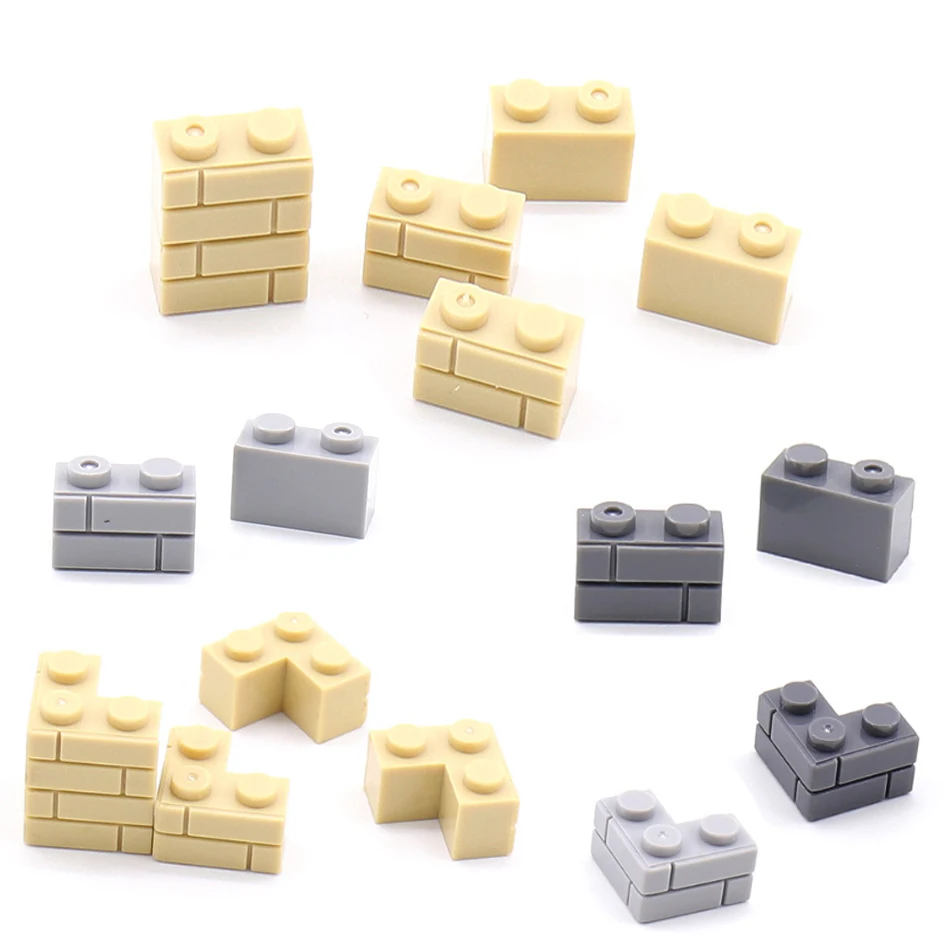 100PCS 1x2 Dots City Wall Bricks MOC House Building Blocks Accessories Parts Compatible 98283 Educational DIY Kids Toys