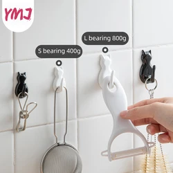 2PCS Waterproof Strong Adhesive Hooks for Bathroom Plastic Cat Wall Sticker Wall Door Hanger For Kitchen Transparent Towel Hook