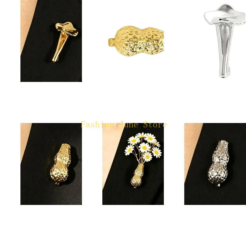 N5KA Flower Holder Brooch Decorative Garment Pin, Alloy Floral Accent for Jackets Coats Scarves, Daily Wear Party Styling