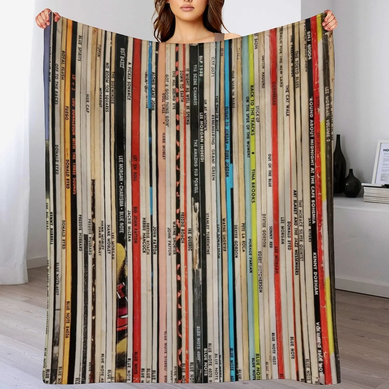 

Blue Note Vinyl Collection Throw Blanket Flannel Fabric Sleeping Bag Blankets