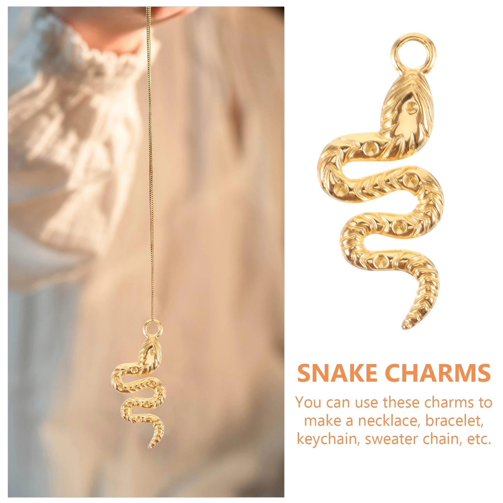 

5pcs Snake Shape Pendant Accessories Ancient Silver Color DIY Jewelry Making charms for Necklace Bracelet Earring Crafting